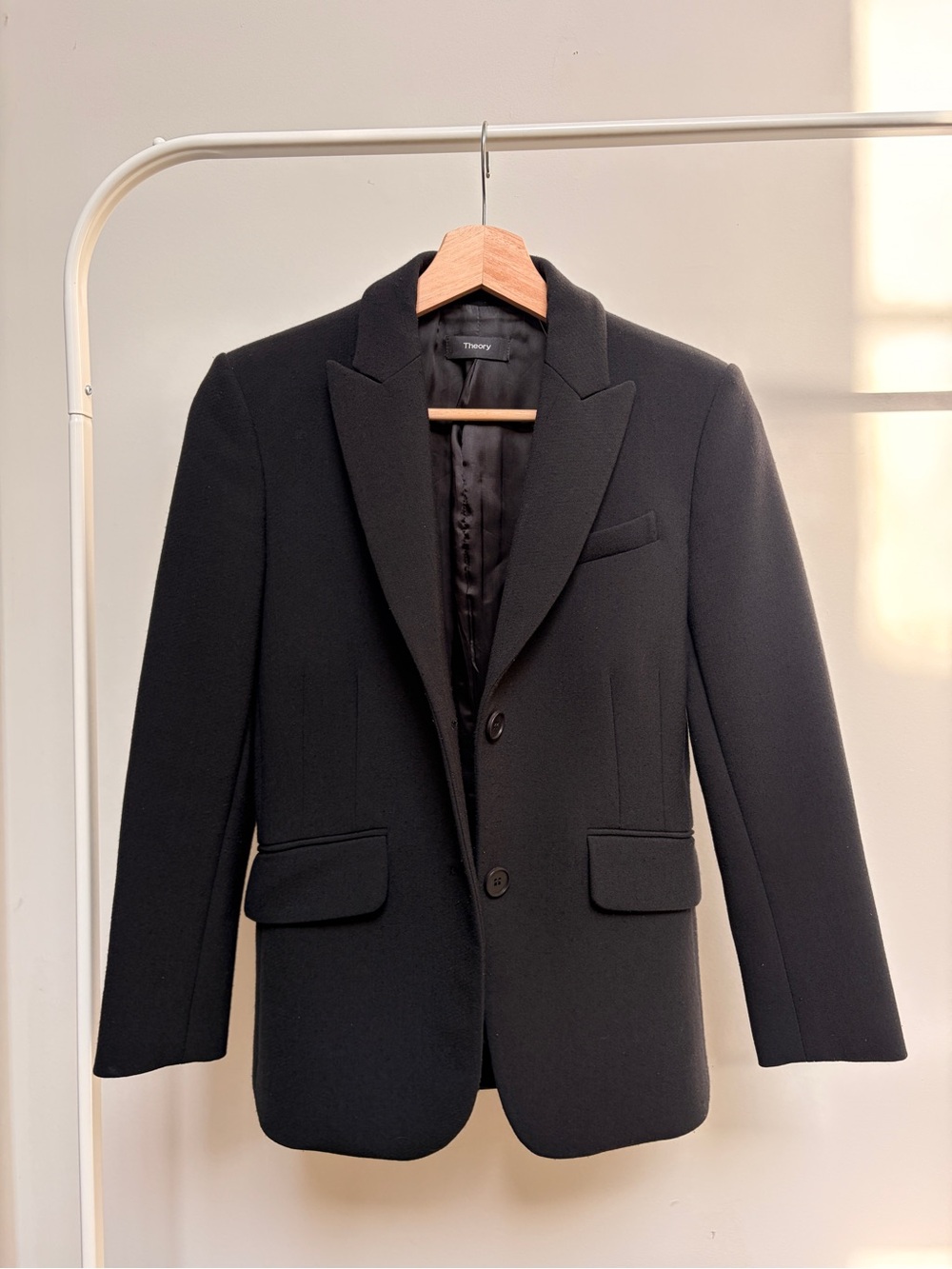 Theory Women's Black Wool Two-Button Blazer